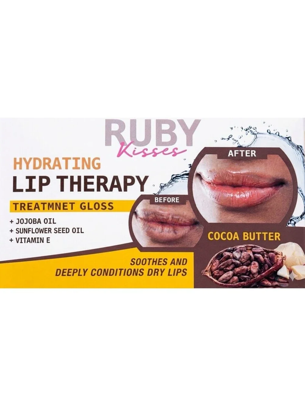 Ruby Kisses Cocoa Butter Hydrating Lip Therapy Treatment Gloss 3 Pack Clear New
